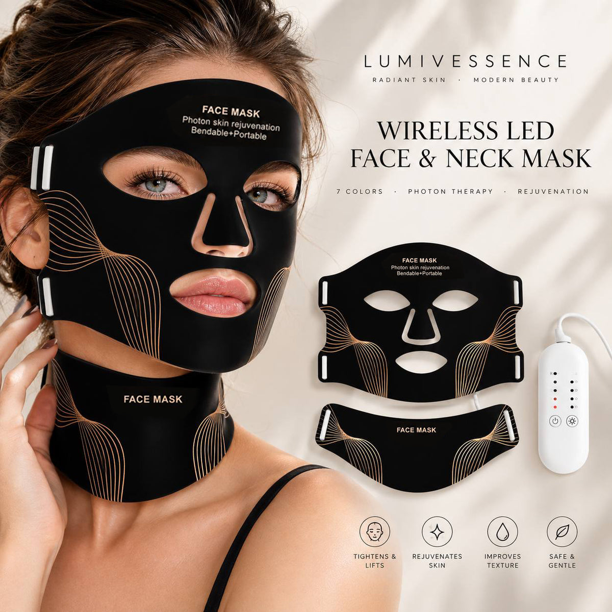 Lumivessence™ Silhouette | 7-Color Flexible LED Face & Neck Mask