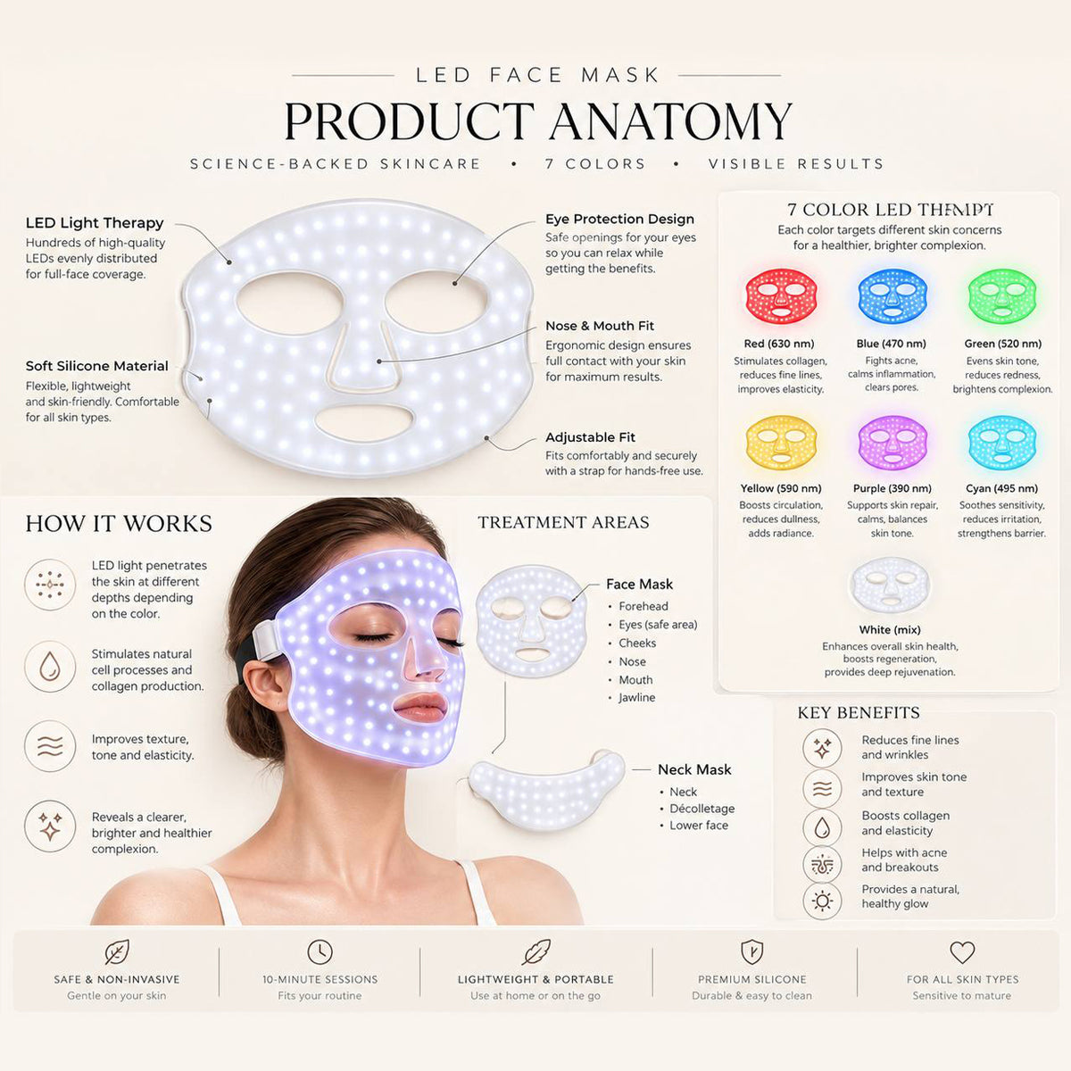 Lumivessence™ Silhouette | 7-Color Flexible LED Face & Neck Mask